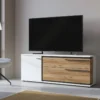 Meuble TV Avec 1 Porte Et 2 Tiroirs - Naturel Et Blanc - NISUKA -Pas Cher Mobiliora Magasin meuble tv 12305883