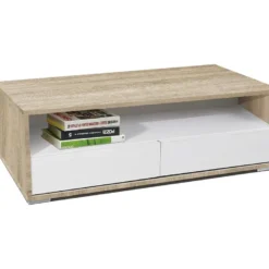 Table Basse 2 Tiroirs 41X103X51Cm Cambrian-Blanc - Venprodin