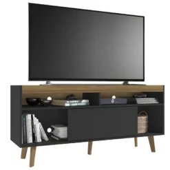 Meuble Tv 63X136X36Cm Chêne-Noir - Venprodin