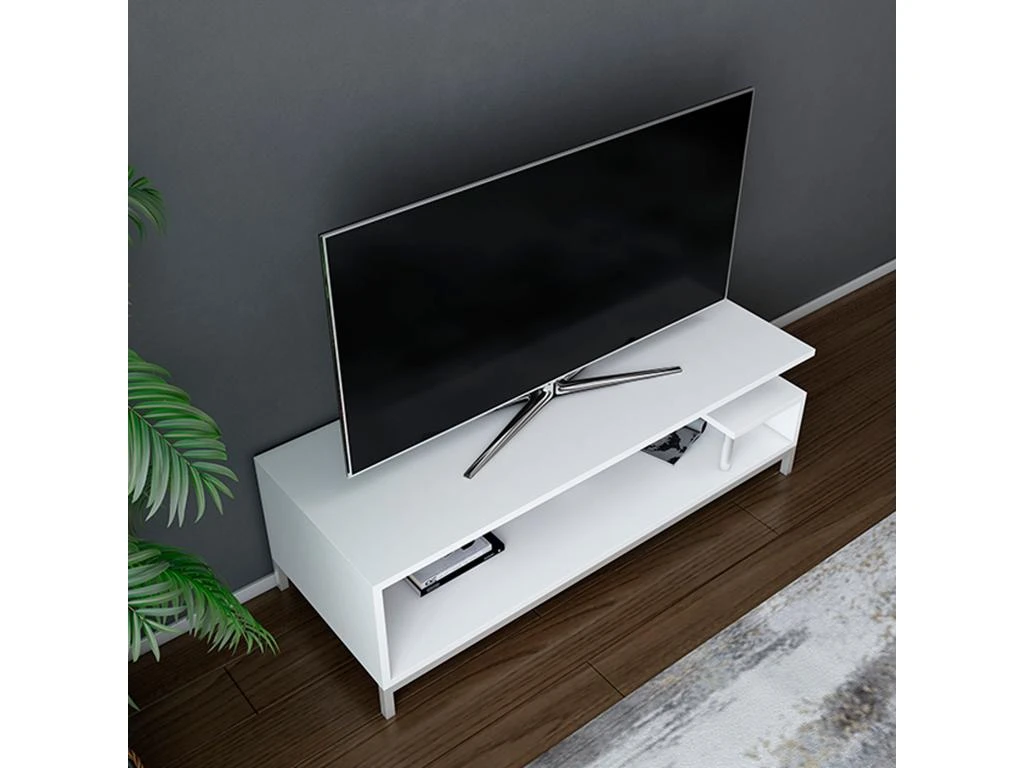 Meuble Tv Sena Design 100 % Panneau De Particules Plaqué Mélaminé En Couleur Blanc 120x37,6x44,6cm 5 Meuble Tv Sena Design 100 % Panneau De Particules Plaqué Mélaminé En Couleur Blanc 120x37,6x44,6cm – Image 3