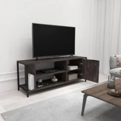 Meuble Tv Mississipi Design 100 % Panneau De Particules Plaqué Mélaminé En Couleur Marron Foncé Noir, 120x54x30cm -Pas Cher Mobiliora Magasin meuble tv 12357733