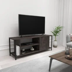 Meuble Tv Mississipi Design 100 % Panneau De Particules Plaqué Mélaminé En Couleur Marron Foncé Noir, 120x54x30cm -Pas Cher Mobiliora Magasin meuble tv 12357735