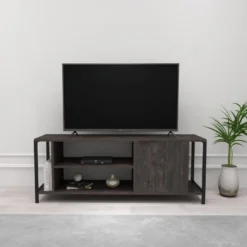 Meuble Tv Mississipi Design 100 % Panneau De Particules Plaqué Mélaminé En Couleur Marron Foncé Noir, 120x54x30cm -Pas Cher Mobiliora Magasin meuble tv 12357737