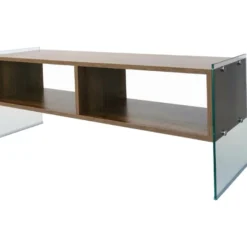 Meuble Tv Rhin Design 100 % Panneau De Particules Plaqué Mélaminé En Couleur Nogal, 120x45x35cm