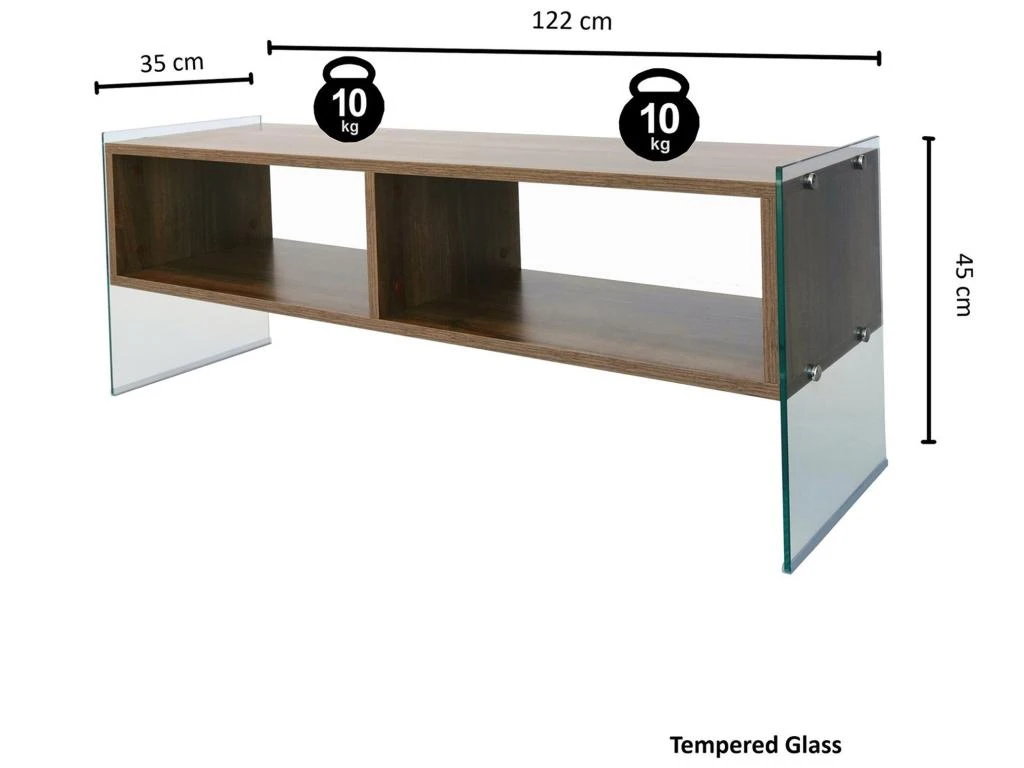 Meuble Tv Rhin Design 100 % Panneau De Particules Plaqué Mélaminé En Couleur Nogal, 120x45x35cm 4 Meuble Tv Rhin Design 100 % Panneau De Particules Plaqué Mélaminé En Couleur Nogal, 120x45x35cm – Image 2