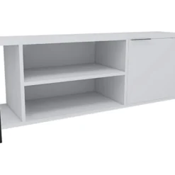 Meuble Tv Mississipi Design 100 % Panneau De Particules Plaqué Mélaminé En Couleur Beyaz Noir, 120x54x30cm