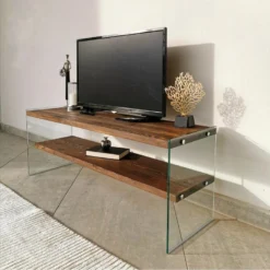 Meuble Tv Rhin Design En Couleur Nogal, 120x45x35cm -Pas Cher Mobiliora Magasin meuble tv 12358143