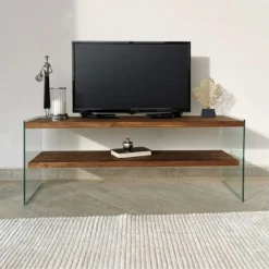 Meuble Tv Rhin Design En Couleur Nogal, 120x45x35cm -Pas Cher Mobiliora Magasin meuble tv 12358145