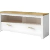 Meuble TV Nicea 2 Niches 1 Tiroir Blanc Chêne - Blanc -Pas Cher Mobiliora Magasin meuble tv 12410571