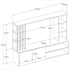Mur TV Avec Rangements - Naturel Et Blanc - GORBELLA 23 Mur TV Avec Rangements - Naturel Et Blanc - GORBELLA -Pas Cher Mobiliora Magasin meuble tv 12441043