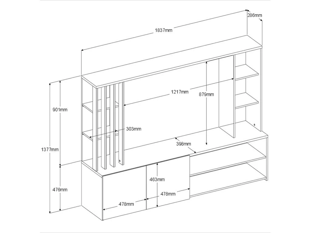 Mur TV Avec Rangements - Naturel Et Blanc - GORBELLA 13 Mur TV Avec Rangements - Naturel Et Blanc - GORBELLA – Image 11