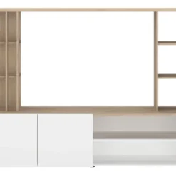 Mur TV Avec Rangements - Naturel Et Blanc - GORBELLA 17 Mur TV Avec Rangements - Naturel Et Blanc - GORBELLA -Pas Cher Mobiliora Magasin meuble tv 12441073