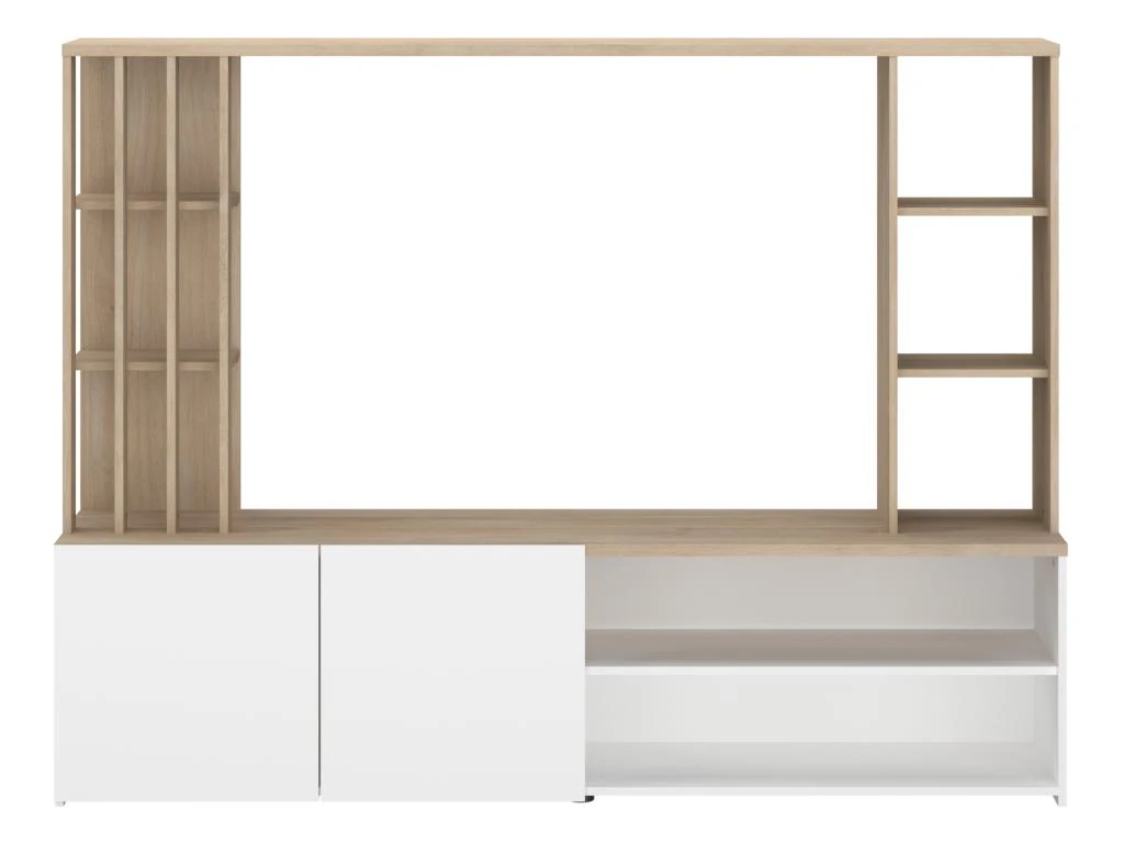 Mur TV Avec Rangements - Naturel Et Blanc - GORBELLA 7 Mur TV Avec Rangements - Naturel Et Blanc - GORBELLA – Image 5