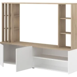 Mur TV Avec Rangements - Naturel Et Blanc - GORBELLA 20 Mur TV Avec Rangements - Naturel Et Blanc - GORBELLA -Pas Cher Mobiliora Magasin meuble tv 12441083