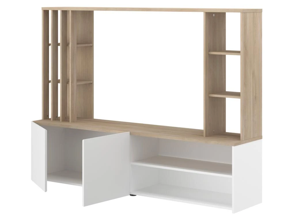 Mur TV Avec Rangements - Naturel Et Blanc - GORBELLA 10 Mur TV Avec Rangements - Naturel Et Blanc - GORBELLA – Image 8