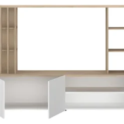 Mur TV Avec Rangements - Naturel Et Blanc - GORBELLA 19 Mur TV Avec Rangements - Naturel Et Blanc - GORBELLA -Pas Cher Mobiliora Magasin meuble tv 12441085