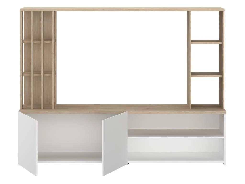 Mur TV Avec Rangements - Naturel Et Blanc - GORBELLA 9 Mur TV Avec Rangements - Naturel Et Blanc - GORBELLA – Image 7