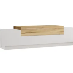 Meuble TV Avec 4 Portes - Blanc Et Naturel - OPHRISA -Pas Cher Mobiliora Magasin meuble tv 12495931