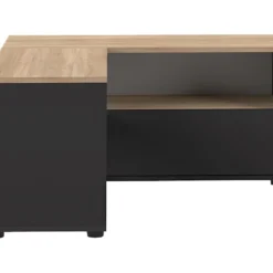 Meuble TV ANGLE 90 - Noir Et Chêne Naturel - TEMAHOME
