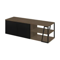 Meuble TV ALBI 145 - Noyer Et Noir Laqué - TEMAHOME