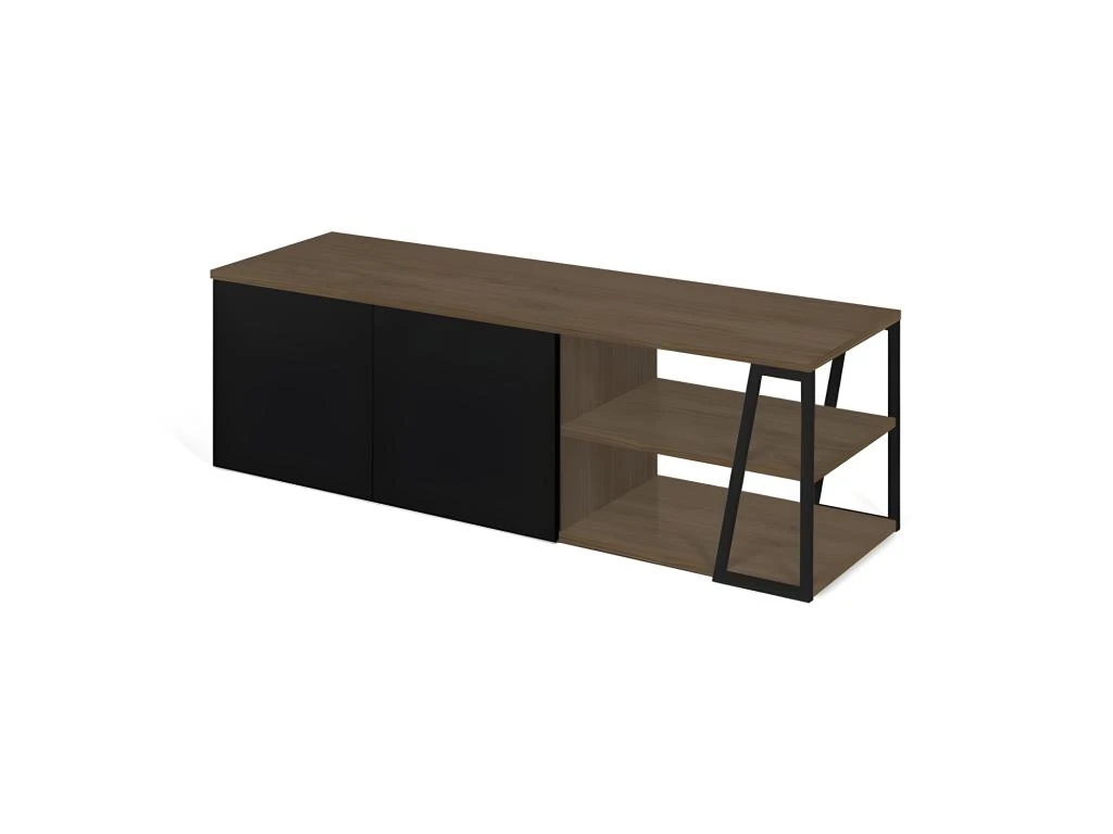 Meuble TV ALBI 145 - Noyer Et Noir Laqué - TEMAHOME 3 Meuble TV ALBI 145 - Noyer Et Noir Laqué - TEMAHOME