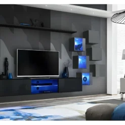 Ensemble Meubles De Salon SWITCH XXI Design, Coloris Noir Et Gris.