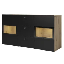 Ensemble De 7 Meubles De Salon Collection RAMOS. Chêne Et Noir Super Mat. -Pas Cher Mobiliora Magasin meuble tv 12533473