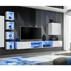 Ensemble Meubles De Salon SWITCH XXVI Design, Coloris Blanc Brillant.