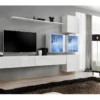 Ensemble Meuble Salon Mural SWITCH XIX Design, Coloris Blanc Brillant. -Pas Cher Mobiliora Magasin meuble tv 12533675