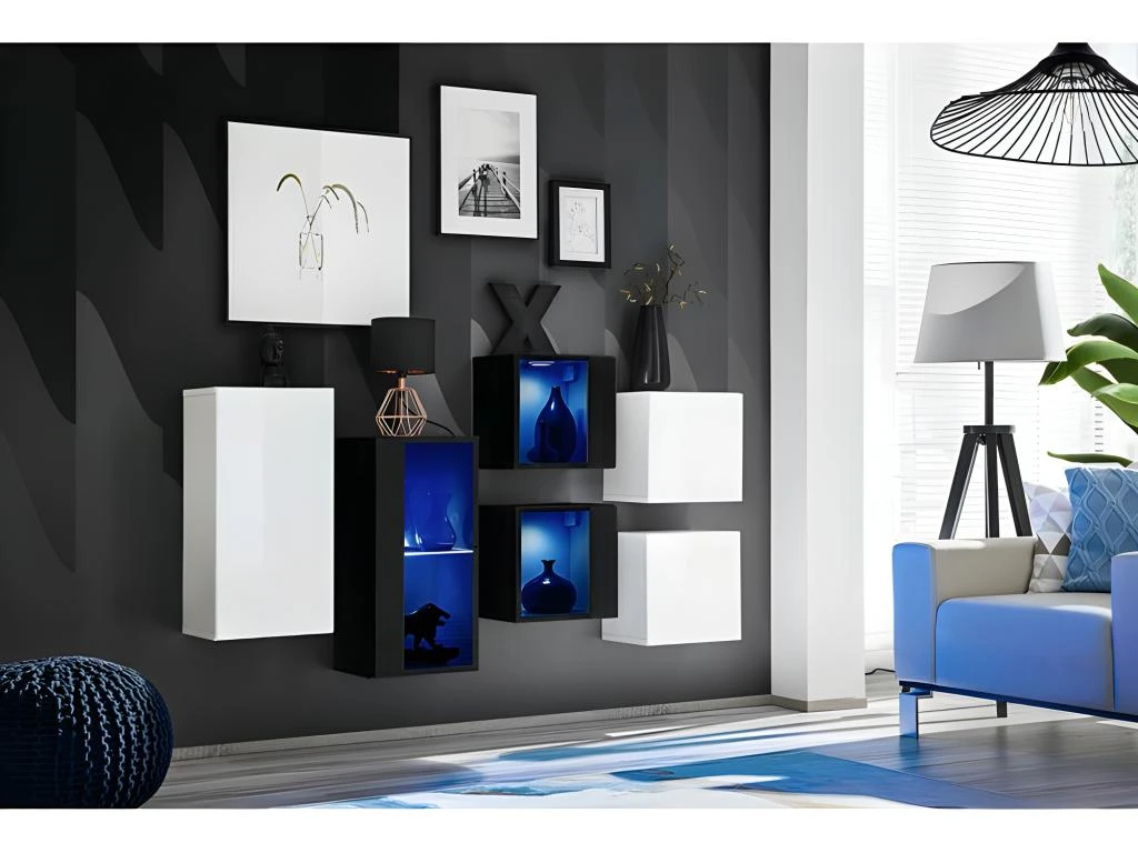 Ensemble Meubles De Salon SWITCH SBIV Design. Coloris Blanc Et Noir. 3 Ensemble Meubles De Salon SWITCH SBIV Design. Coloris Blanc Et Noir.