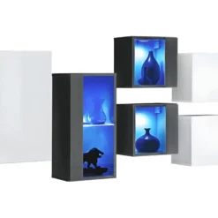 Ensemble Meubles De Salon SWITCH SBIV Design. Coloris Blanc Et Gris. 5 Ensemble Meubles De Salon SWITCH SBIV Design. Coloris Blanc Et Gris. -Pas Cher Mobiliora Magasin meuble tv 12533729