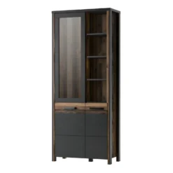 Ensemble 5 Meubles De Salon Collection WINDSOR. Coloris Gris Anthracite Et Chêne Foncé. -Pas Cher Mobiliora Magasin meuble tv 12533835