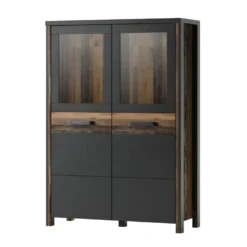 Ensemble 5 Meubles De Salon Collection WINDSOR. Coloris Gris Anthracite Et Chêne Foncé. -Pas Cher Mobiliora Magasin meuble tv 12533839