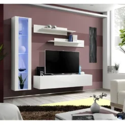 Meuble TV FLY G2 Design, Coloris Blanc Brillant. Meuble Suspendu Moderne Et Tendance Pour Votre Salon.