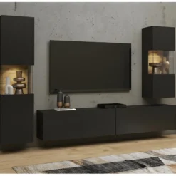 Ensemble De 3 Meubles De Salon Collection EVA. Couleur Noir Et Chêne. 9 Ensemble De 3 Meubles De Salon Collection EVA. Couleur Noir Et Chêne. -Pas Cher Mobiliora Magasin meuble tv 12533865