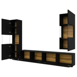 Ensemble De 3 Meubles De Salon Collection EVA. Couleur Noir Et Chêne. 10 Ensemble De 3 Meubles De Salon Collection EVA. Couleur Noir Et Chêne. -Pas Cher Mobiliora Magasin meuble tv 12533867