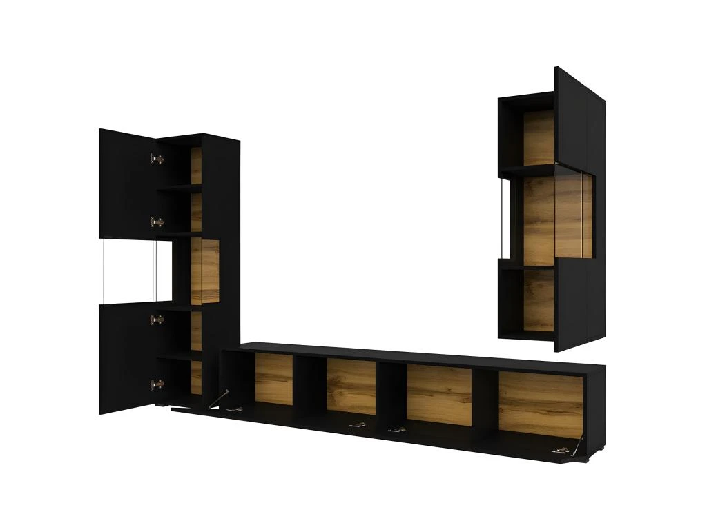 Ensemble De 3 Meubles De Salon Collection EVA. Couleur Noir Et Chêne. 6 Ensemble De 3 Meubles De Salon Collection EVA. Couleur Noir Et Chêne. – Image 4