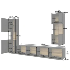 Ensemble De 3 Meubles De Salon Collection EVA. Couleur Noir Et Chêne. 11 Ensemble De 3 Meubles De Salon Collection EVA. Couleur Noir Et Chêne. -Pas Cher Mobiliora Magasin meuble tv 12533869