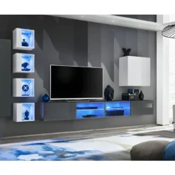 Ensemble Meubles De Salon SWITCH XXVI Design, Coloris Gris Et Blanc.