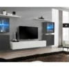 Ensemble Meuble Salon Mural SWITCH XIV Design, Coloris Blanc Et Gris Brillant. -Pas Cher Mobiliora Magasin meuble tv 12534411