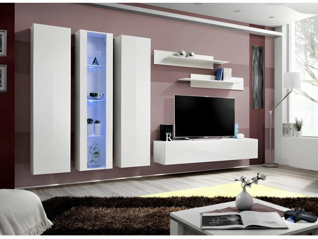 Meuble TV FLY C4 Design, Coloris Blanc Brillant. Meuble Suspendu Moderne Et Tendance Pour Votre Salon. 3 Meuble TV FLY C4 Design, Coloris Blanc Brillant. Meuble Suspendu Moderne Et Tendance Pour Votre Salon.