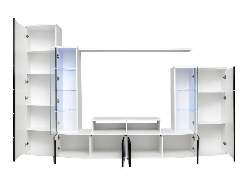 Composition De Meubles TV Collection GALAXY Design Coloris Blanc Et Noir Brillant. 4 Composition De Meubles TV Collection GALAXY Design Coloris Blanc Et Noir Brillant. – Image 2