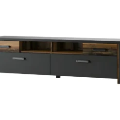 Ensemble 3 Meubles De Salon Collection WINDSOR. Coloris Gris Anthracite Et Chêne Foncé. -Pas Cher Mobiliora Magasin meuble tv 12534657