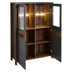 Ensemble 3 Meubles De Salon Collection WINDSOR. Coloris Gris Anthracite Et Chêne Foncé. -Pas Cher Mobiliora Magasin meuble tv 12534661