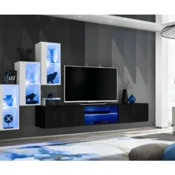 Ensemble Meubles De Salon SWITCH XXII Design, Coloris Blanc Et Noir.