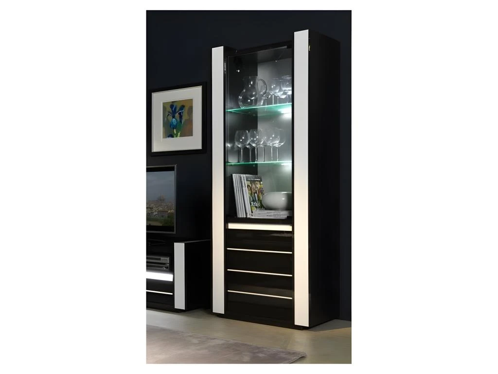 Ensemble Pour Votre Salon LINA. Meuble Tv Hifi + Vitrine Petit Modèle + LED. Meubles Design Haute Brillance 5 Ensemble Pour Votre Salon LINA. Meuble Tv Hifi + Vitrine Petit Modèle + LED. Meubles Design Haute Brillance – Image 3