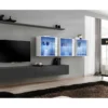 Ensemble Meuble Salon Mural SWITCH XVII Design, Coloris Gris Et Blanc Brillant. -Pas Cher Mobiliora Magasin meuble tv 12534825