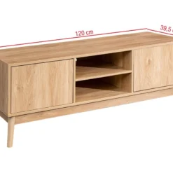 Meuble TV Buffet Bas En Bambou Mdf 2 Portes Étagères Pour Salon -Pas Cher Mobiliora Magasin meuble tv 12611175