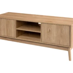 Meuble TV Buffet Bas En Bambou Mdf 2 Portes Étagères Pour Salon -Pas Cher Mobiliora Magasin meuble tv 12611177