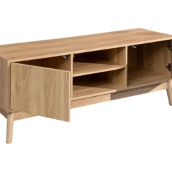 Meuble TV Buffet Bas En Bambou Mdf 2 Portes Étagères Pour Salon -Pas Cher Mobiliora Magasin meuble tv 12611179